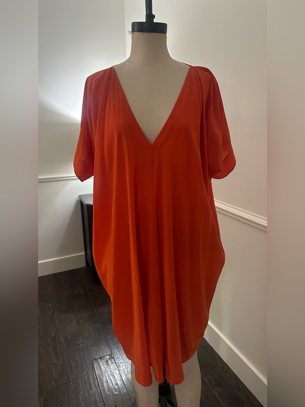 Vince silk Orange V-Neck dress